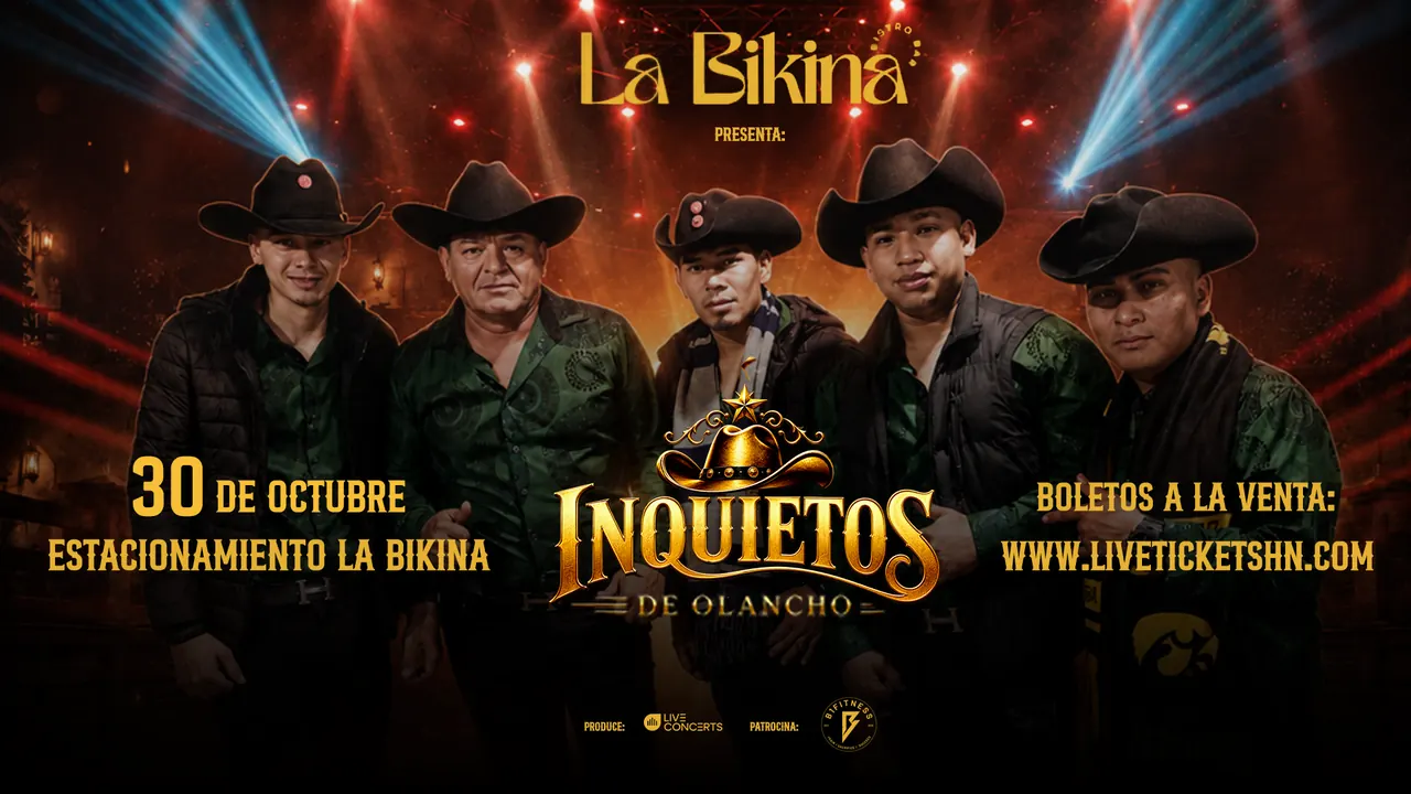 Los Inquietos de Olancho en el escenario de La Bikina